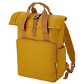Mustard Yellow - Front - Bagbase Roll Top Recycled Twin Handle Laptop Backpack
