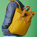 Mustard Yellow - Back - Bagbase Roll Top Recycled Twin Handle Laptop Backpack