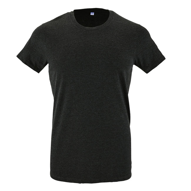 Charcoal Marl - Front - SOLS Mens Regent Slim Fit Short Sleeve T-Shirt