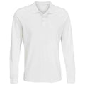 White - Front - SOLS Unisex Adult Prime Pique Long-Sleeved Polo Shirt