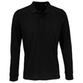 Black - Front - SOLS Unisex Adult Prime Pique Long-Sleeved Polo Shirt