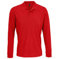 Red - Front - SOLS Unisex Adult Prime Pique Long-Sleeved Polo Shirt