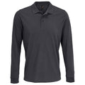 Dark Grey - Front - SOLS Unisex Adult Prime Pique Long-Sleeved Polo Shirt