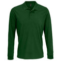 Bottle Green - Front - SOLS Unisex Adult Prime Pique Long-Sleeved Polo Shirt