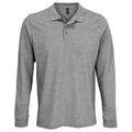 Grey Marl - Front - SOLS Unisex Adult Prime Pique Long-Sleeved Polo Shirt