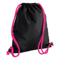 Black-Fuchsia - Front - Bagbase Icon Drawstring Bag
