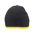 Black-Fluorescent Yellow - Back - Beechfield Two Tone Pull-On Beanie