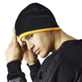 Black-Fluorescent Yellow - Side - Beechfield Two Tone Pull-On Beanie