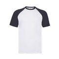 White-Deep Navy - Front - Fruit of the Loom Unisex Adult Contrast Baseball T-Shirt
