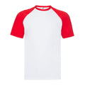 White-Red - Front - Fruit of the Loom Unisex Adult Contrast Baseball T-Shirt