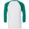 White-Kelly Green - Back - Canvas Unisex Adult 3-4 Sleeve Baseball T-Shirt