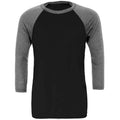 Black-Deep Heather - Front - Canvas Unisex Adult 3-4 Sleeve Baseball T-Shirt