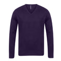 Purple - Front - Henbury Mens Cotton Acrylic V Neck Sweatshirt
