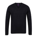 Black - Front - Henbury Mens Cotton Acrylic V Neck Sweatshirt