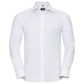 White - Front - Russell Collection Mens Herringbone Long-Sleeved Formal Shirt