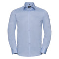 Light Blue - Front - Russell Collection Mens Herringbone Long-Sleeved Formal Shirt