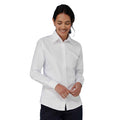 White - Front - Henbury Womens-Ladies Oxford Classic Long-Sleeved Formal Shirt