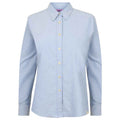 Blue - Front - Henbury Womens-Ladies Oxford Classic Long-Sleeved Formal Shirt