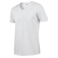 White - Side - Gildan Unisex Adult Softstyle V Neck T-Shirt