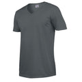 Charcoal - Side - Gildan Unisex Adult Softstyle V Neck T-Shirt
