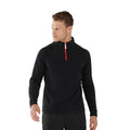 Black-Red - Back - Finden & Hales Mens Microfleece Zip Neck Fleece Top