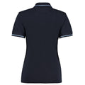 Navy-Light Blue - Back - Kustom Kit Womens-Ladies St Mellion Cotton Pique Tipped Polo Shirt