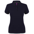 Navy - Front - Henbury Womens-Ladies Cotton Pique Modern Polo Shirt