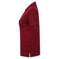 Burgundy - Side - Henbury Womens-Ladies Cotton Pique Modern Polo Shirt