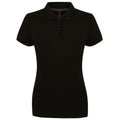 Black - Front - Henbury Womens-Ladies Cotton Pique Modern Polo Shirt