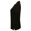 Black - Side - Henbury Womens-Ladies Cotton Pique Modern Polo Shirt