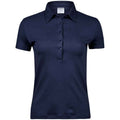 Navy - Front - Tee Jays Womens-Ladies Pima Cotton Interlock Stitching Polo Shirt