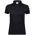 Black - Front - Tee Jays Womens-Ladies Pima Cotton Interlock Stitching Polo Shirt