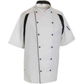 White-Black - Front - Le Chef Unisex Adult Executive Contrast Detail Short-Sleeved Chef Jacket