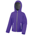 Purple-Seal Grey - Front - Result Core Childrens-Kids TX Performance Hooded Soft Shell Jacket