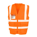 Fluorescent Orange - Front - SAFE-GUARD by Result Mens Polycotton Heavy Duty Rail Hi-Vis Vest