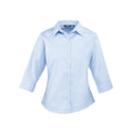 Light Blue - Front - Premier Womens-Ladies Poplin 3-4 Sleeve Shirt