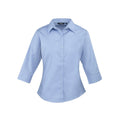 Mid Blue - Front - Premier Womens-Ladies Poplin 3-4 Sleeve Shirt