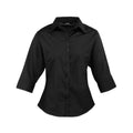 Black - Front - Premier Womens-Ladies Poplin 3-4 Sleeve Shirt