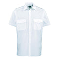Light Blue - Front - Premier Mens Short-Sleeved Pilot Shirt