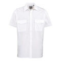 White - Front - Premier Mens Short-Sleeved Pilot Shirt