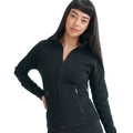 Black - Back - Skinni Fit Womens-Ladies Plain Microfleece Jacket