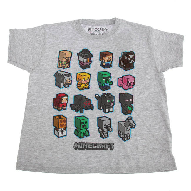 Heather Grey Marl - Side - Minecraft Childrens-Kids Block Graphic T-Shirt