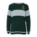 Green-Heather Grey - Front - Harry Potter Boys Slytherin Quidditch Knitted Jumper