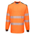 Orange-Black - Front - Portwest Mens PW3 Knitted Hi-Vis Comfort Long-Sleeved Safety T-Shirt