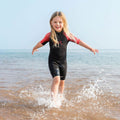 Black-Red - Back - Urban Beach Childrens-Kids Sharptooth Short-Sleeved Wetsuit