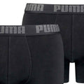Black - Side - Puma Mens Basic Boxer Shorts (Pack of 2)