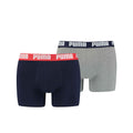 Grey-Navy - Front - Puma Mens Basic Boxer Shorts (Pack of 2)