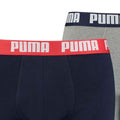 Grey-Navy - Side - Puma Mens Basic Boxer Shorts (Pack of 2)