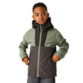 Black-Agave Green-Ash - Lifestyle - Regatta Childrens-Kids Hanleigh Waterproof Jacket