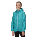 Turquoise - Front - Regatta Great Outdoors Childrens-Kids Lever II Packaway Rain Jacket